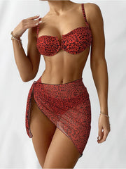 Sexy Leopard  3 Piece Bikini Sets For Women