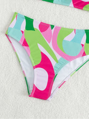 Contrast Color Square Neck  Bikini Sets For Women
