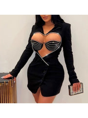 Hot Drilling Two-Piece Long Sleeve Dress
