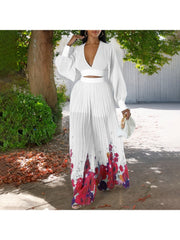 Women's Xasual Printing Pleated Pants Suit