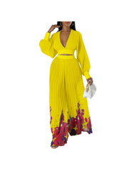 Women's Xasual Printing Pleated Pants Suit