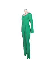 Solid Color Crew Neck Fitted Top Long Pants Sets
