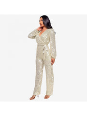 Ribbons Waist Tie Loose Jumpsuit