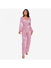 Ribbons Waist Tie Loose Jumpsuit