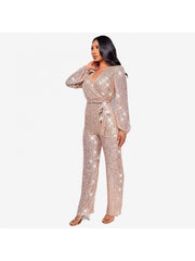 Ribbons Waist Tie Loose Jumpsuit