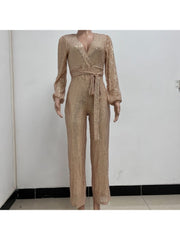 Ribbons Waist Tie Loose Jumpsuit
