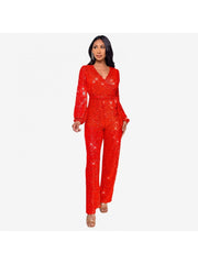Ribbons Waist Tie Loose Jumpsuit