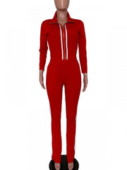Solid Color Elastic Waist Fitted Trouser Sets