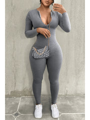 Solid Color High Rise Fitted Jumpsuit