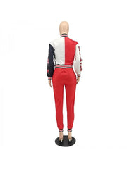 Letter Long Sleeve Fitted Pants Sets