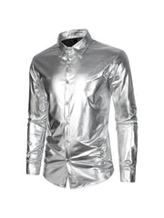 Metallic Long Sleeve Cardigan Shirts