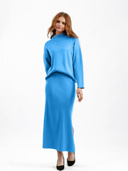 Solid Color Crew Neck Loose Sweater Dresses Sets