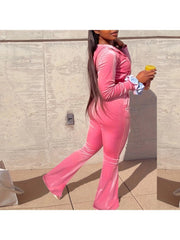 Solid Color Hoodie High Rise Wide Leg Pants Sets