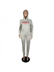 Letter Pattern Hooded Fitted Pants Sets