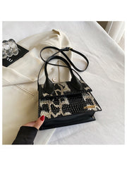 Leopard Snake Print Zipper Tote Bag