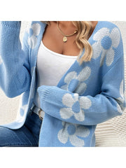 Flower Knitting Cardigan Sweater