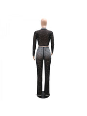 See Through Patchwork Fitted Trouser Sets