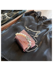 Chain Faux Pearl PU Shoulder Bags
