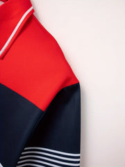 Contrast Color Striped V Neck Polo Shirt