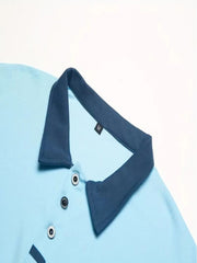 Patchwork Colorblock Loose Polo Shirt