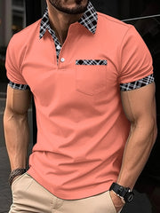 Patchwork Colorblock Fitted Polo Shirt
