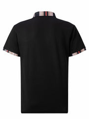 Vertical Patchwork Buckle Polo Shirt