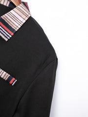 Vertical Patchwork Buckle Polo Shirt