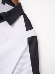 Color Matching Geometric Zipper Polo Shirt