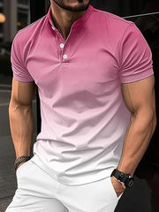 Gradient Color Short Sleeve Leisure Polo Shirt