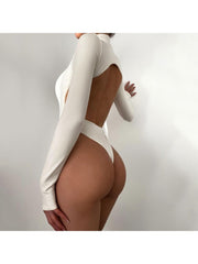 Ruched Backless Long sleeve Bodysuits and Pants Sets