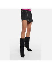 Velvet Solid Ruched Thin Heels Thigh-High Boots