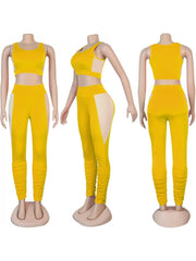 Colorblock Sports Cropped Trouser Sets