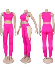 Colorblock Sports Cropped Trouser Sets