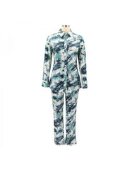 Print High Rise Fitted Blouse 2pc Trouser Sets