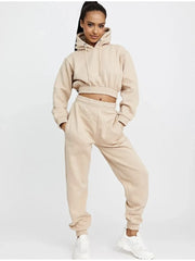 Solid Color Hooded Loose Trouser Sets