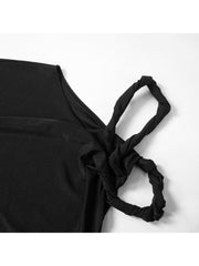 Patchwork One-shoulder Cropped Trouser Sets