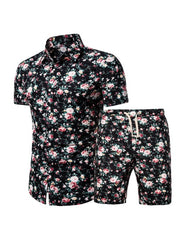 Chinese Style Printed Shirt Men Activewear Sets