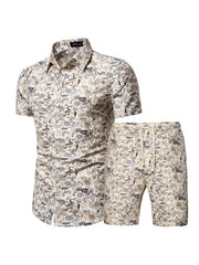 Chinese Style Printed Shirt Men Activewear Sets