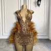 Gold Sparkly Diamond Birthday Dress with Feathers