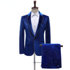 Royal Blue Velvet One-Button Peak Lapel Tuxedo – Wedding & Dinner Party Suit