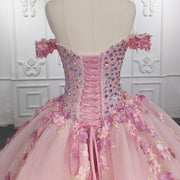 Romantic Quinceanera Dresses Ball Gown Sequin Vestidos De 15 Años Pink Sweetheart Quince vestido de niña de las flores