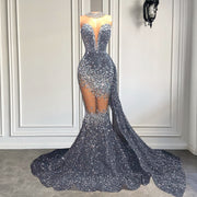 Silver Diamond Mermaid Prom Dress