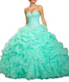 Diamond Beaded Organza Ruffled Lime Green Quinceanera Dress