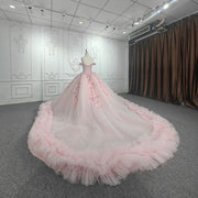 Romantic Quinceanera Dresses Ball Gown Sequin Vestidos De 15 Años Pink Sweetheart Quince vestido de niña de las flores