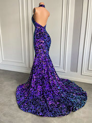 Long Sparkly Prom Dresses 2023 Sexy Mermaid Style Backless Velvet Sequin Prom Gala Gowns For Party