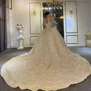 Luxury Wedding Dresses For Women Organza Ball Gown Square Collar Wedding Suits For Women Crystal Appliques SS05 Robe De Mariée