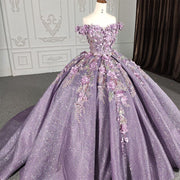 DY1115 Purple Sweetheart Quinceanera Dresses For 15 Party Princess Appliques Organza Lace Birthday Party Dress Robes De Bal