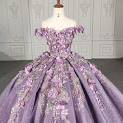 DY1115 Purple Sweetheart Quinceanera Dresses For 15 Party Princess Appliques Organza Lace Birthday Party Dress Robes De Bal