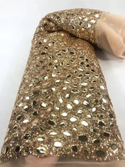Sparkle Gold Sequin Mermaid Prom Dress Luxury Long Sleeve Crystal Evening Gowns 2023 Slit Formal