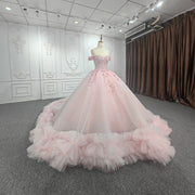 Romantic Quinceanera Dresses Ball Gown Sequin Vestidos De 15 Años Pink Sweetheart Quince vestido de niña de las flores